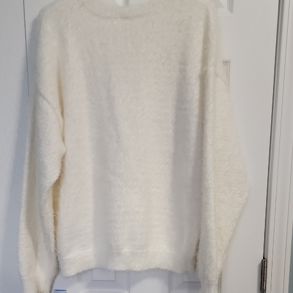 Holiday Time White Bear Sweater with Holly Accent - Picture 6 of 6